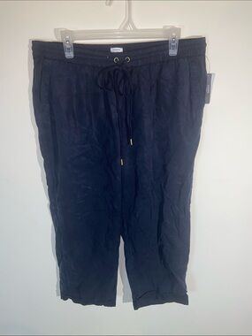 NWT Crown&Ivy Beach Navy Blue Drawstring Casual Pants Size L